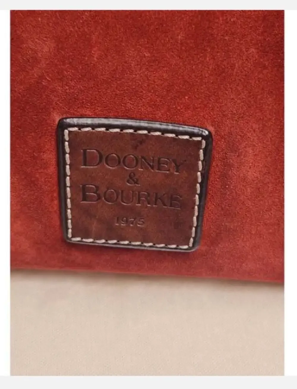 Dooney & Bourke Red Suede Hobo Shoulder Bag with Brown Leather Trim